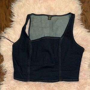 Guess Denim Crop Top - Dark Blue